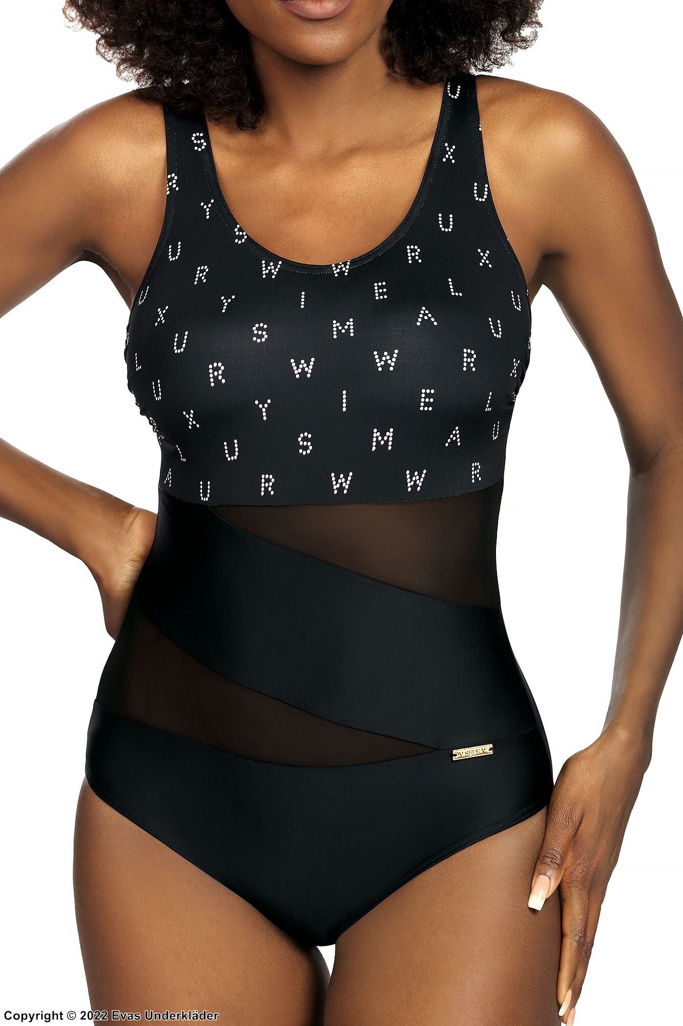 One-piece swimsuit, wide shoulder straps